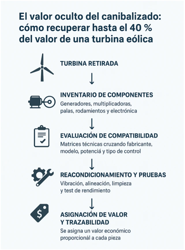 El valor oculto de la canibalización: cómo recuperar el 40% del valor de una turbina eólica